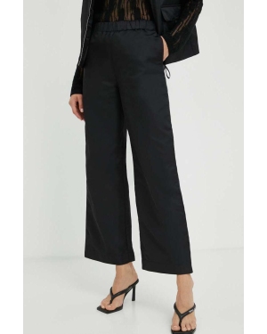 Lovechild spodnie damskie kolor czarny szerokie high waist