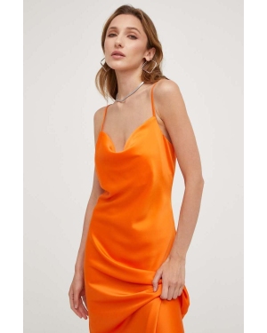 Answear Lab sukienka kolor pomarańczowy midi prosta