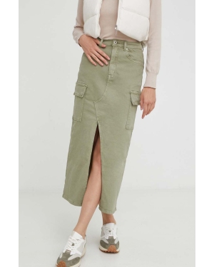 Answear Lab spódnica jeansowa kolor zielony midi prosta
