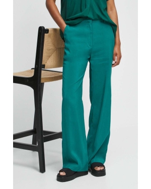 Medicine spodnie damskie kolor zielony szerokie medium waist
