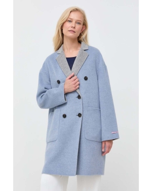 MAX&Co. płaszcz wełniany dwustronny kolor niebieski przejściowy oversize