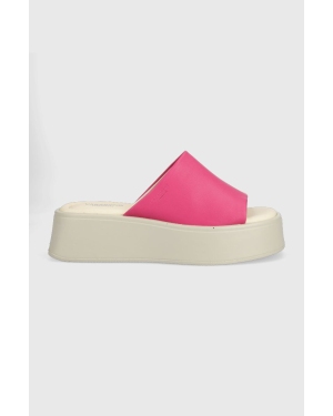 Vagabond Shoemakers klapki skórzane COURTNEY damskie kolor różowy na platformie