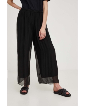 Answear Lab spodnie z jedwabiem kolor czarny szerokie high waist