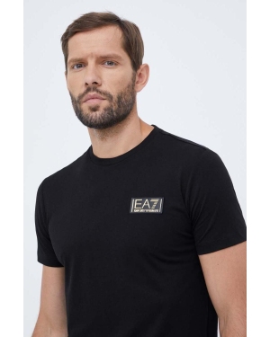 EA7 Emporio Armani t-shirt bawełniany kolor czarny gładki