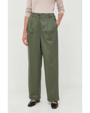 Weekend Max Mara spodnie damskie kolor zielony szerokie high waist