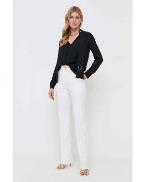 Elisabetta Franchi spodnie damskie kolor biały proste high waist