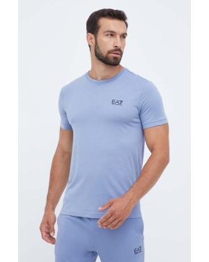 EA7 Emporio Armani t-shirt bawełniany kolor niebieski z nadrukiem