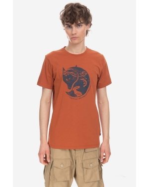 Fjallraven t-shirt bawełniany Arctic Fox kolor pomarańczowy z nadrukiem F87220.243-243