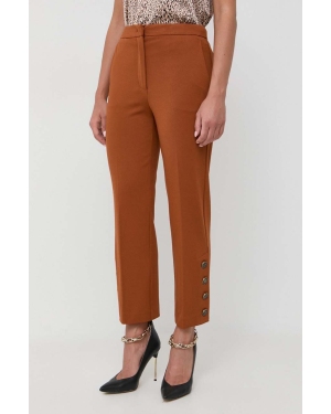 Twinset spodnie damskie kolor brązowy proste high waist