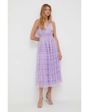 Twinset sukienka kolor fioletowy maxi rozkloszowana