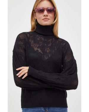 Twinset sweter z domieszką wełny damski kolor czarny lekki z golfem