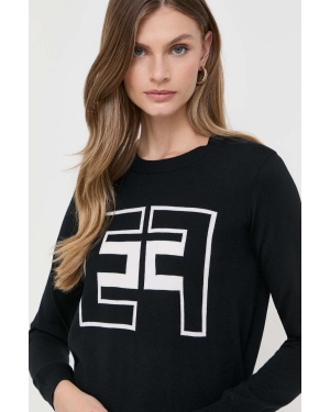 Elisabetta Franchi sweter wełniany damski kolor czarny lekki