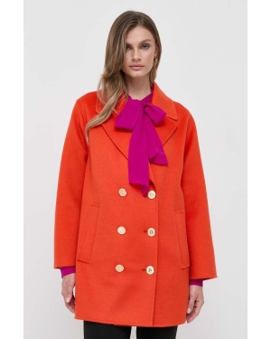 Luisa Spagnoli płaszcz wełniany kolor pomarańczowy przejściowy
