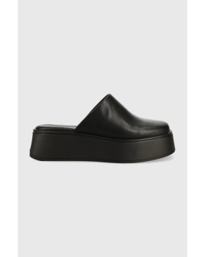Vagabond Shoemakers klapki skórzane COURTNEY damskie kolor czarny na platformie