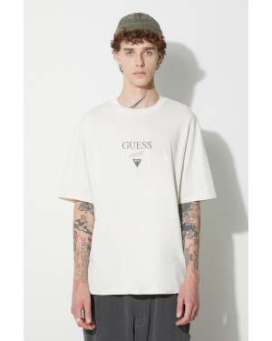 Guess Originals t-shirt bawełniany kolor beżowy z nadrukiem