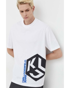 Karl Lagerfeld Jeans t-shirt bawełniany kolor biały z nadrukiem