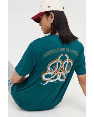 Billabong t-shirt bawełniany kolor turkusowy wzorzysty