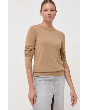 BOSS sweter wełniany kolor beżowy