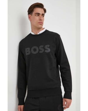 BOSS bluza bawełniana męska kolor czarny z aplikacją