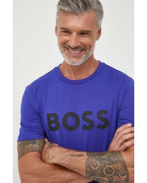 BOSS t-shirt bawełniany kolor fioletowy z nadrukiem