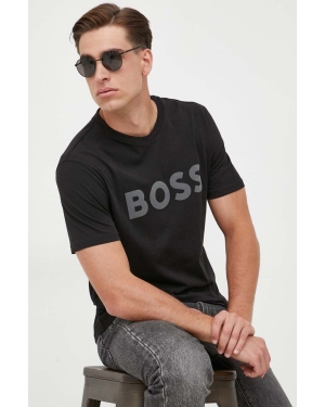 BOSS t-shirt bawełniany BOSS ORANGE kolor czarny z nadrukiem