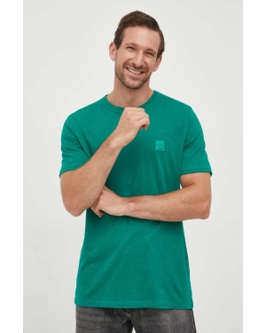 BOSS t-shirt bawełniany BOSS CASUAL kolor zielony z aplikacją
