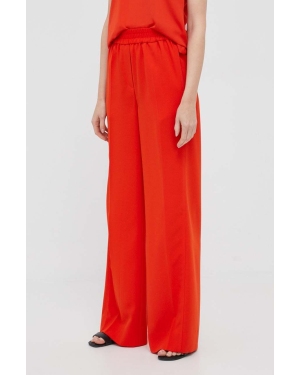 Calvin Klein spodnie damskie kolor pomarańczowy szerokie high waist