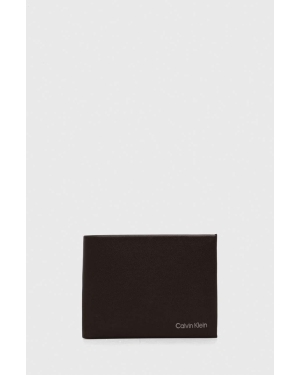 Calvin Klein portfel skórzany męski kolor brązowy