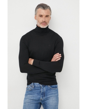 Calvin Klein sweter wełniany męski kolor czarny lekki z golferm