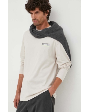 Calvin Klein longsleeve bawełniany kolor beżowy z nadrukiem