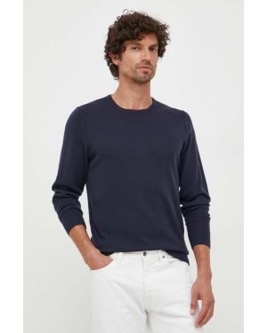 Calvin Klein sweter wełniany męski kolor granatowy lekki