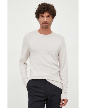 Calvin Klein sweter wełniany męski kolor beżowy lekki