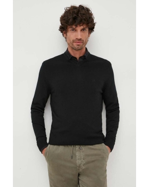 Calvin Klein sweter wełniany męski kolor czarny lekki