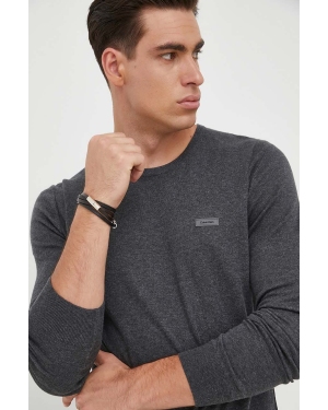 Calvin Klein sweter z domieszką jedwabiu kolor szary lekki