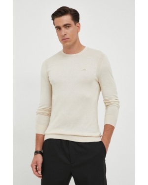 Calvin Klein sweter z domieszką jedwabiu kolor beżowy lekki