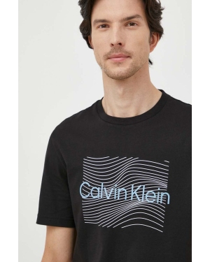 Calvin Klein t-shirt bawełniany kolor czarny z nadrukiem