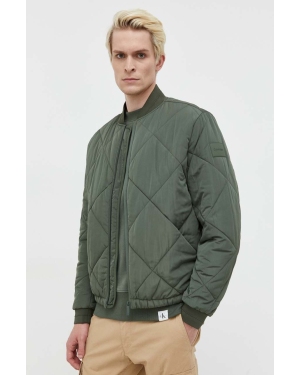 Calvin Klein kurtka bomber męski kolor zielony przejściowa