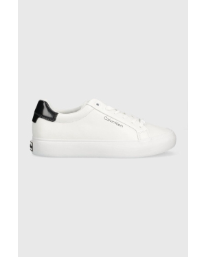 Calvin Klein sneakersy skórzane VULC LACE UP kolor biały HW0HW01681