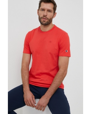 Champion t-shirt bawełniany kolor czerwony gładki