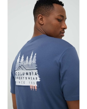 Columbia t-shirt sportowy Legend Trail kolor niebieski z nadrukiem