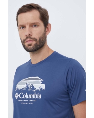 Columbia t-shirt sportowy Columbia Hike kolor granatowy z nadrukiem