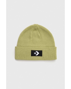Converse czapka kolor zielony z grubej dzianiny