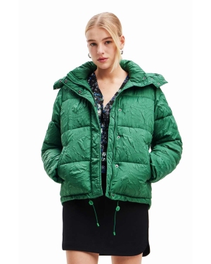 Desigual kurtka damska kolor zielony zimowa