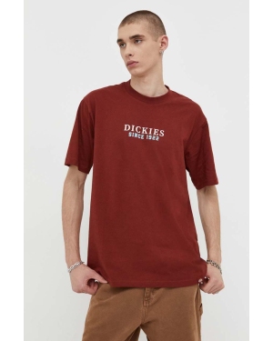 Dickies t-shirt bawełniany kolor bordowy z nadrukiem