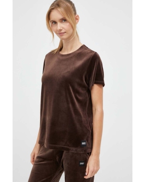 Dkny t-shirt damski kolor brązowy