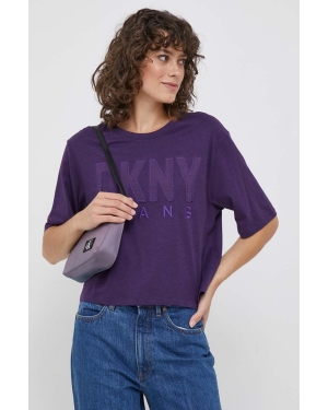 Dkny t-shirt damski kolor fioletowy