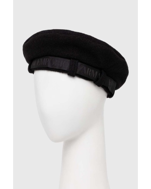 Emporio Armani beret wełniany kolor czarny wełniany