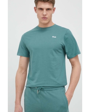 Fila t-shirt bawełniany kolor zielony gładki
