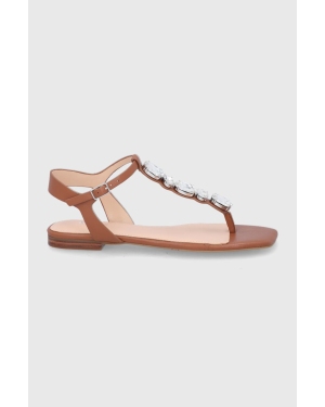 Guess sandały skórzane SEFORA damskie kolor brązowy