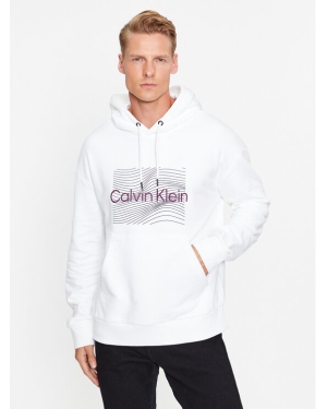 Calvin Klein Bluza Wave Lines Hero K10K112774 Biały Regular Fit